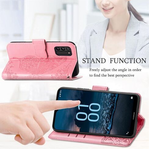 for Nokia C300 N155DL Flip Case,Butterfly Embossed Flowers PU Leather Magnetic Flip Cover Stand Card Holders Hand Strap Wallet Purse Case for Nokia C300 N155DL -Light Purple in Saudi Arabia