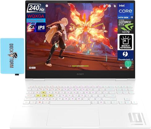 كمبيوتر محمول HP OMEN Transcend للألعاب مقاس 16.0 بوصة 240 هرتز IPS WQXGA (Intel 24-Core i9-14900HX، GeForce RTX 4070 8GB، 64GB DDR5، 1TB PCIe SSD، RGB KYB، 2 Thunderbolt 4، Win11Pro) مع موسع منفذ USB بمحور DKZ in Saudi Arabia