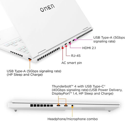 كمبيوتر محمول HP OMEN Transcend للألعاب مقاس 16.0 بوصة 240 هرتز IPS WQXGA (Intel 24-Core i9-14900HX، GeForce RTX 4070 8GB، 64GB DDR5، 1TB PCIe SSD، RGB KYB، 2 Thunderbolt 4، Win11Pro) مع موسع منفذ USB بمحور DKZ in Saudi Arabia
