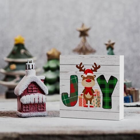 WRSUNT Have Yourself A Merry Little Christmas Wood Box Sign, Farmhouse Christmas Santa Artwork Decor, Wood Square Sign Desk Block Signs Home Shelf Office Decoration 5 x 5 Inches in Kuwait