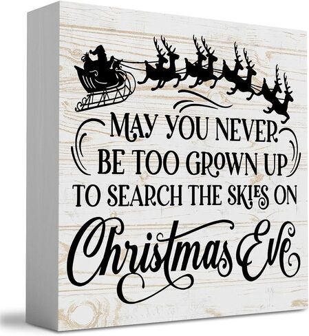 WRSUNT Have Yourself A Merry Little Christmas Wood Box Sign, Farmhouse Christmas Santa Artwork Decor, Wood Square Sign Desk Block Signs Home Shelf Office Decoration 5 x 5 Inches in Kuwait