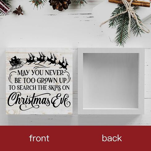 WRSUNT Have Yourself A Merry Little Christmas Wood Box Sign, Farmhouse Christmas Santa Artwork Decor, Wood Square Sign Desk Block Signs Home Shelf Office Decoration 5 x 5 Inches in Kuwait