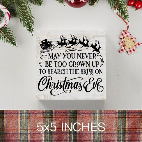 WRSUNT Have Yourself A Merry Little Christmas Wood Box Sign, Farmhouse Christmas Santa Artwork Decor, Wood Square Sign Desk Block Signs Home Shelf Office Decoration 5 x 5 Inches in Kuwait