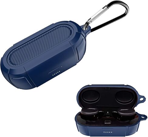 Bose Sport Earbuds Case Silicone Protective Cover [Front LED Visible] Soft Skin Designed for Bose Sport Earbuds with Keychain (Black) in Saudi Arabia