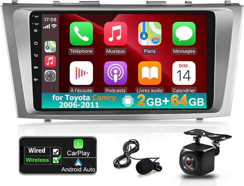2+64G Android Car Stereo for Toyota Camry Radio 2006-2011 with Carplay and Andriod Auto - 9 inch Touch Screen with WiFi/GPS + AHD Backup Camera in Saudi Arabia