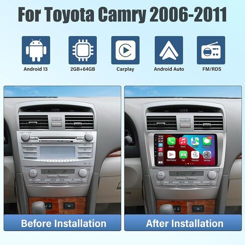 2+64G Android Car Stereo for Toyota Camry Radio 2006-2011 with Carplay and Andriod Auto - 9 inch Touch Screen with WiFi/GPS + AHD Backup Camera in Saudi Arabia