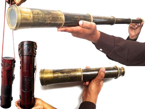 Rare Brass Telescope Spyglass - East India Company 1818 Tracker Vintage Pirate Spyglass Scope Antique Large Handstitched Leather Gift Box (BT-EIC17) in Saudi Arabia