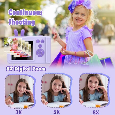 Kids Camera Instant Print, Christmas Birthday Gifts for Girls Boys, Children Digital Camera with Mirco SD Card, 1080P Video Toddler Print Camera, Portable Kids Toys for Girls Age 3-12 Purple in Saudi Arabia