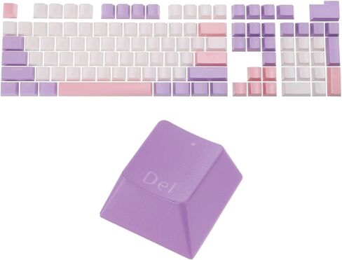 MECCANIXITY 104 Keys Pudding Keycaps Set OEM Profile 60 Percent ABS for Mechanical Keyboard Layout, White & Purple Double Shot in Saudi Arabia