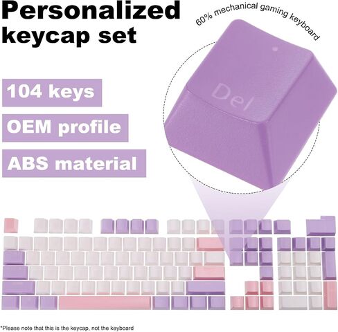 MECCANIXITY 104 Keys Pudding Keycaps Set OEM Profile 60 Percent ABS for Mechanical Keyboard Layout, White & Purple Double Shot in Saudi Arabia