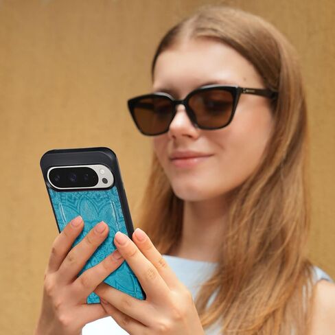 Harryshell Detachable Wallet Leather Case Compatible with Google Pixel 9/9 Pro 2024 Magnetic Phone Case Zipper with Cash Coin Pocket Multi Card Slots Holder Wrist Strap Lanyard (Flower Black) in Kuwait