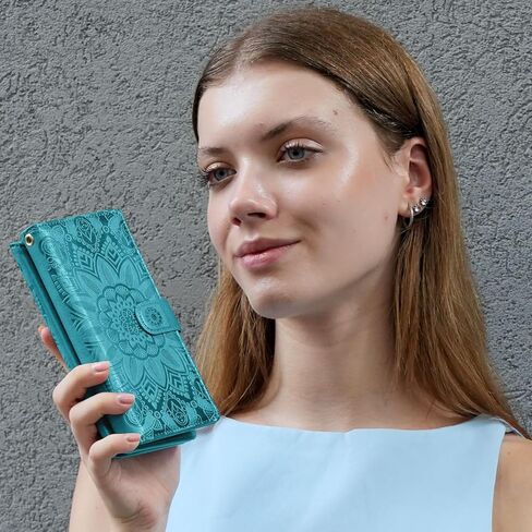 Harryshell Detachable Wallet Leather Case Compatible with Google Pixel 9/9 Pro 2024 Magnetic Phone Case Zipper with Cash Coin Pocket Multi Card Slots Holder Wrist Strap Lanyard (Flower Black) in Kuwait