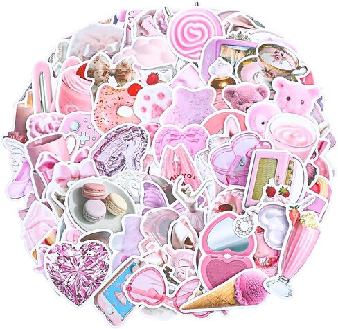 100Pcs Coquette Stickers Vintage Coquette Aesthetic Stickers Decal Cartoon Graffiti Sticker Vinyl Waterproof Stickers Pink Decal for Water Bottles Laptops Phone Guitar Coquette Room Decor Vintage in Saudi Arabia