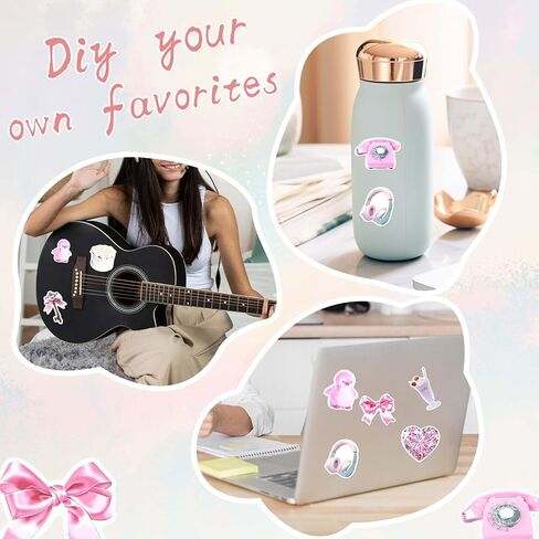 100Pcs Coquette Stickers Vintage Coquette Aesthetic Stickers Decal Cartoon Graffiti Sticker Vinyl Waterproof Stickers Pink Decal for Water Bottles Laptops Phone Guitar Coquette Room Decor Vintage in Saudi Arabia