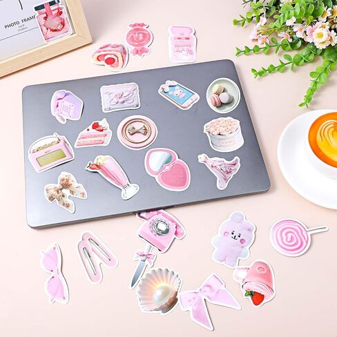 100Pcs Coquette Stickers Vintage Coquette Aesthetic Stickers Decal Cartoon Graffiti Sticker Vinyl Waterproof Stickers Pink Decal for Water Bottles Laptops Phone Guitar Coquette Room Decor Vintage in Saudi Arabia