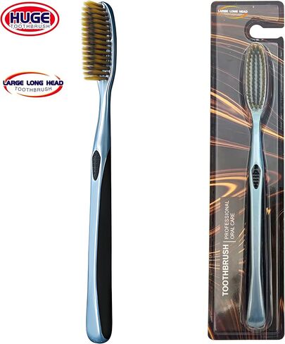 Huge Head Toothbrush Soft Toothbrush Large Long Head Whitening Teeth (Blue 1 PCS) in Saudi Arabia