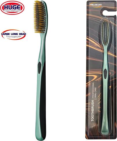 Huge Head Toothbrush Soft Toothbrush Large Long Head Whitening Teeth (Blue 1 PCS) in Saudi Arabia