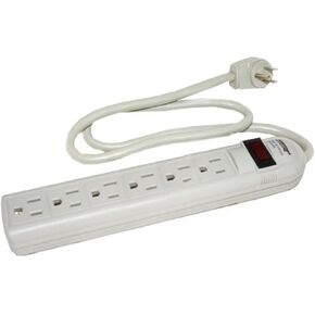 Topzone 8 Feet 6 Outlets 90 Joules Surge Protector Angle Plug AC Wall Power Strip ETL Listed (Beige)