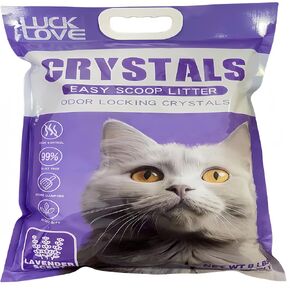 Premium Clear Crystal Cat Litter - Super Absorbent, Non-Clumping, Dust-Free Formula for Odour Control - 8lb Bag (1), Lavender Scent