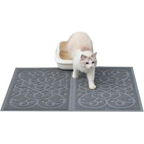 PetLike 2pk 30x18 inch Cat Litter Box Mat, Thick Kitty Litter Trapping Mat, Durable,Waterproof &Washable with Non-Slip Backing, Soft on Kitty Paws and Easy to Clean, BPA Free