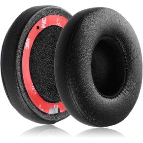 Replacement Ear Pads Ear Cushion Kit Memory Foam Earpads Compatible with Beats Solo 2 Solo 3 Wireless Headphones with Soft Protein Leather (Red)