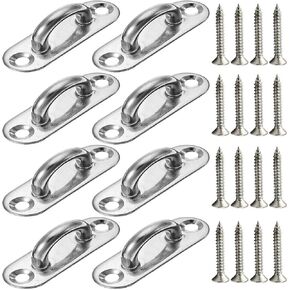 15 Pcs 1.8 Inch 304 Stainless Steel Ceiling Hooks Pad Eyes Plate Marine Hardware Hooks with Screws