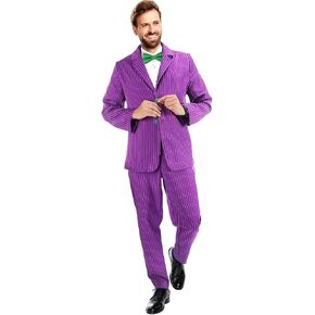 Shinymoon Halloween Wine Red Suit Men Vertical Comedy Horror Movie Character Costume Cosplay Scary Outfits