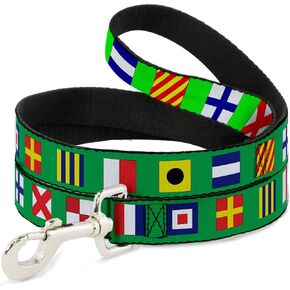 Dog Leash Nautical Flags Green Multi Color 6 Feet Long 1.5 Inch Wide