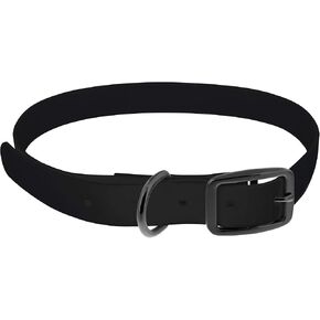 MiMu Large Silicone Dog Collar - Black 30in Stylish Dog Collar with Prong Buckle and D-Ring Leash Loop