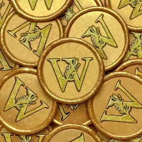 25Pcs Wax Seal Stickers Handmade Vintage Botanical Leaves Adhesive Letter Wax Stickers for Wedding Party Invitations, Envelope, Gift Wrap, Christmas(Initial W, Gold)