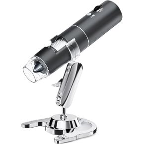 Wireless Digital Microscope, Skybasic 50X-1000X Magnification WiFi Portable Handheld Microscopes with Adjustable Stand USB Microscope Camera Compatible with iPhone Android iPad Windows Mac-Gray