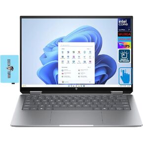 HP Envy x360 2-in-1 Laptop 14.0" Touchscreen IPS WUXGA Display (Intel Ultra 7-155U, 32GB LPDDR5, 1TB PCIe SSD, Intel Graphics, Backlit KYB, Thunderbolt 4, WiFi 6E, Win11P) w/DKZ Hub USB Port Expander