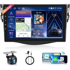4G+64GB- for Toyota RAV4 2006-2012 Wireless CarPlay Car Stereo Receiver, 9 Inch Android Auto IPS 1280 * 720 Touchscreen Headunit,Android Car Radio with DSP Bluetooth FM WiFi/GPS Navi/HD Backup Camera