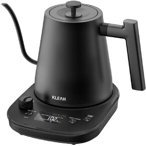 KLEAH Gooseneck Electric Kettle for Pour Over Coffee Tea Brewing, 0.8L Pour-Over Kettle, Keep Warm for 2H, Stainless Steel Kettle, Auto Shutoff, Boil-Dry Protection, Digital Display, Black, for Gift