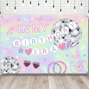 Iridescent in My Birthday Era Banner, Music Birthday Decorations Music Superstar Birthday Banner for Outside Indoor,Its A Girl Backdrop for Girls Birthday Decorations 59" X 39"