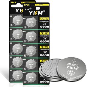 YKM CR2330 Battery ECR2330 BR2330 CR 2330 Lithium 3V Battery for Car Remote Coin Cell Battery 5 Pack