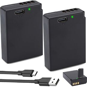 BM Premium 2 حزمة من بطاريات LP-E10 مع شاحن USB-C مدمج لكاميرات Canon EOS Rebel T3، T5، T6، T7، T100، Kiss X50 X70، T100، EOS 1200D EOS 1300D EOS 1500D EOS 2000D EOS 3000D EOS 4000D