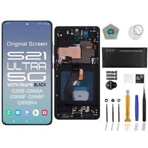 Original OEM Pull Screen Replacement for Samsung Galaxy S21 Ultra 6.8" Original OEM Display Digitizer LCD Touch Assembly 5G SM-G998 G998A G998F G998P G998R4 T U V W Toolkit (Phantom Black Frame)