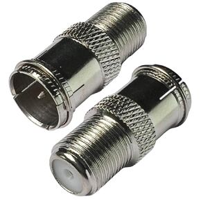 CESS F-Jack to F-Quick Push On Plug - F Type Male to F Type Female TV Adapter (2 Pack)