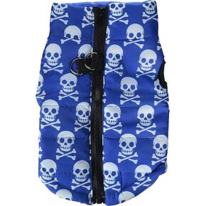 SMALLLEE_LUCKY_STORE BFL049-Blue-M New Various Pet Cat Dog Soft Padded Vest Harness Small Dog Clothes Blue Skull M