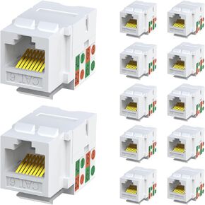 CAT6 RJ45 Cat 6 90 Degree Punch Free Socket Module Connector Network Coupler Wall Jack Keystone Jack Ethernet Module Network Coupler Stamping Adapter (25)