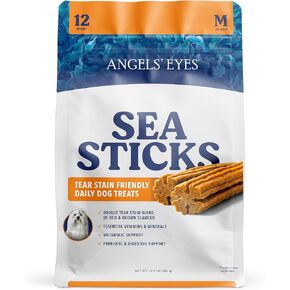 ANGELS' EYES Sea Sticks Tear Stain Friendly Daily Dog Treats with Red & Brown Seaweed Tear Stain, Gut Health, & Metabolic Support Grain-Free, Gluten-Free, Plant-Based North Sea Small 24ct
