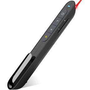 DinoFire Wireless Presenter, Hyperlink Volume Control Presentation Clicker RF 2.4GHz USB PowerPoint Clicker Presentation Remote Control Pointer Slide Advancer (Black)