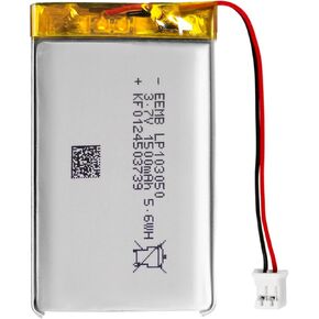 EEMB Lithium Polymer Battery 3.7V 1500mAh 103050 Lipo Rechargeable Battery Pack with Wire JST Connector for Speaker and Wireless Device- Confirm Device & Connector Polarity Before Purchase