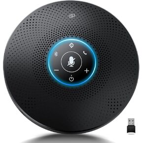 EMEET Bluetooth Speakerphone -Daisy Chain/Use Alone up to 16 attendees, M220 Professional Wireless Speakerphone 360°Voice Pick-up 8 AI Noise Cancellation Mics Skype Speakerphone for Conference Calls