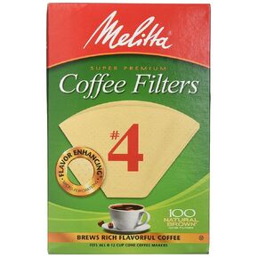 Melitta Cone Coffee Filters, Natural Brown #4, 100 Count (Pack Of 6)