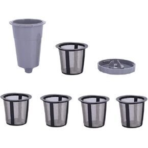 K40 Reusable K Cups for Keurig, Reusable Coffee Pods Replacement Parts 3 Part for Keurig My Brewer with 4 Extra Filters K40 K50 K60 K70/75 Series,Gray