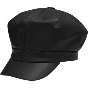 ZLYC Womens PU Leather Newsboy Caps Gatsby Cabbie Hat for Girls