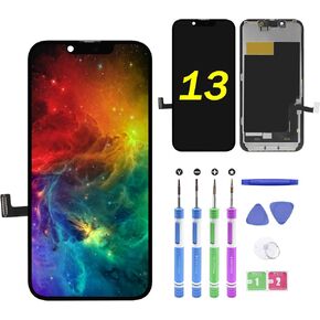 New Replacement for iPhone 13 Compatible with Model A2482 A2631 A2633 A2634 A2635 6.1 Inch LCD Screen Digitizer Full Complete Frame Assembly with Repair Tools in
