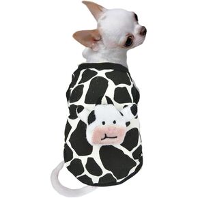 FLAdorepet Teacup Dog Cat XXS Clothes Dress Shirt for Chihuahua Yorkie,Extra Small Dog Halloween Cow Costume Outfits,Puppy Pet Clothes Sweater Vest for Mini Newborn Dogs (Shirt, XXS)
